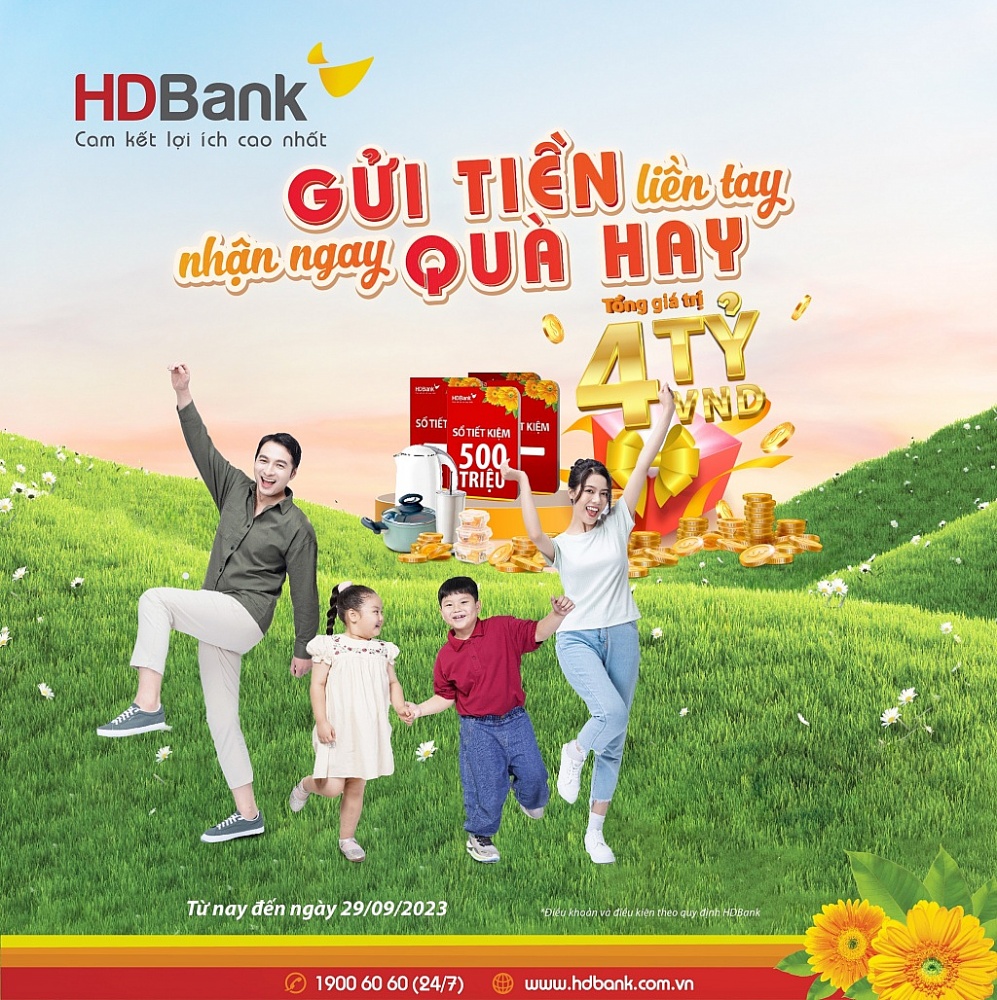 HDBank tặng gần 9.000 đồ gia dụng cao cấp và sổ tiết kiệm 500 triệu đồng cho khách hàng gửi tiền