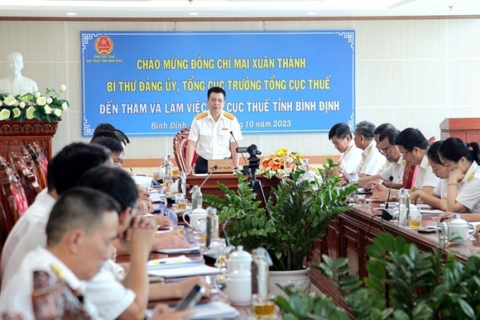 Tổng cục trưởng Tổng cục Thuế Mai Xuân Thành làm việc với Cục Thuế tỉnh Bình Định