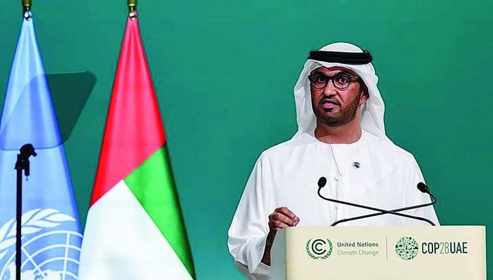 Chủ tịch COP28, ông Sultan Ahmed Al Jaber, phát biểu tại Lễ khai mạc hội nghị