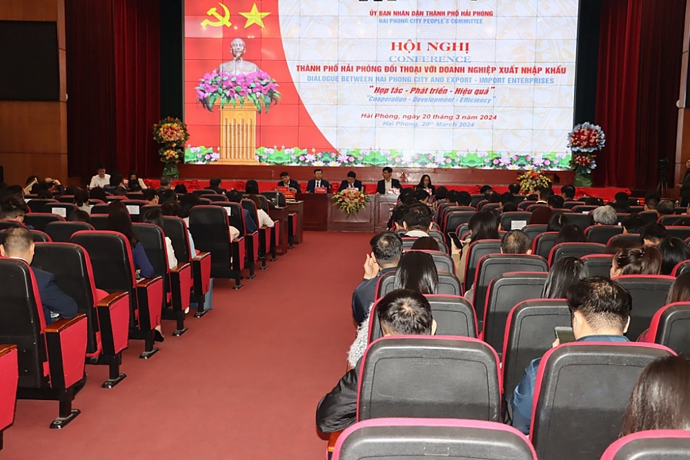Hội nghị đối thoại với doanh nghiệp XNK do UBND TP Hải Phòng tổ chức ngày 20/3/2024. 	Ảnh: T.Bình