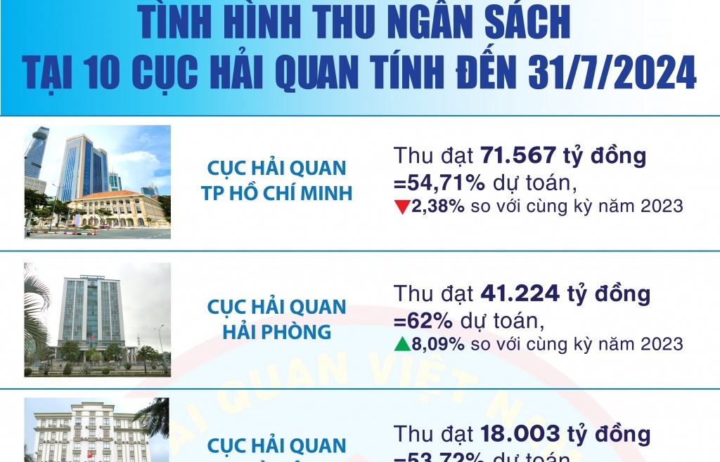 (Infographics): Thu ngân sách tại 10 đơn vị hải quan đạt 203.435 tỷ đồng