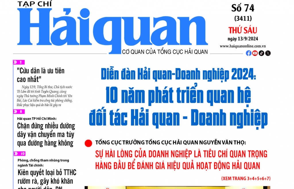 Những thông tin hấp dẫn trên Tạp chí Hải quan số 74 phát hành ngày 13/9/2024