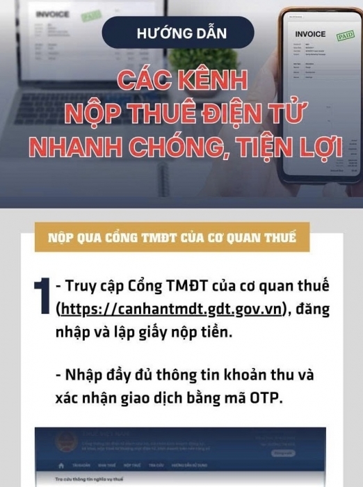 (INFORGRAPHICS): Hướng dẫn các kênh nộp thuế điện tử nhanh chóng, tiện lợi