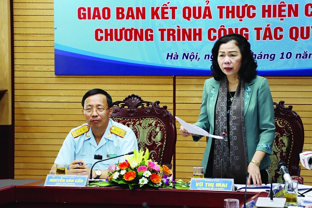 Thứ trưởng Vũ Thị Mai phát biểu chỉ đạo tại Hội nghị. 	Ảnh: Quang Hùng