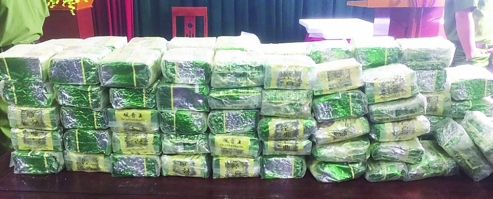 100 kg ma túy vừa được Chi cục Hải quan Thanh Thủy (Cục Hải quan Nghệ An) phối hợp với lực lượng Biên phòng bắt giữ ngày 4/11.  	Ảnh: Nam Sỹ