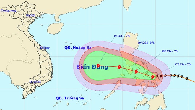 bao hagupit doi huong di chuyen theo huong tay va dien bien phuc tap