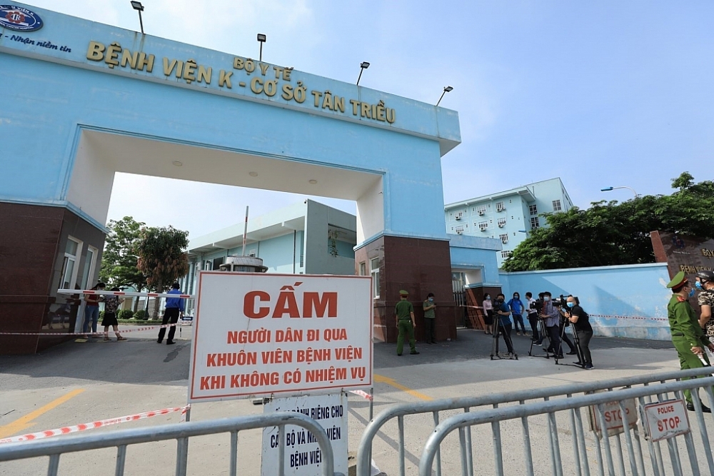 ngày 7/5, Bệnh viện K (cơ sở Tân Triều) huyện Thanh Trì, Hà Nội đã ghi nhận 11 trường hợp mắc Covid-19. Ảnh Văn Công