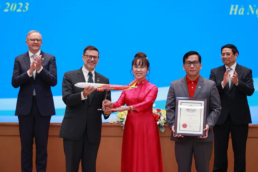 Thủ tướng hai nước Việt Nam, Australia chứng kiến lễ công bố đường bay thẳng TPHCM – Brisbane của Vietjet