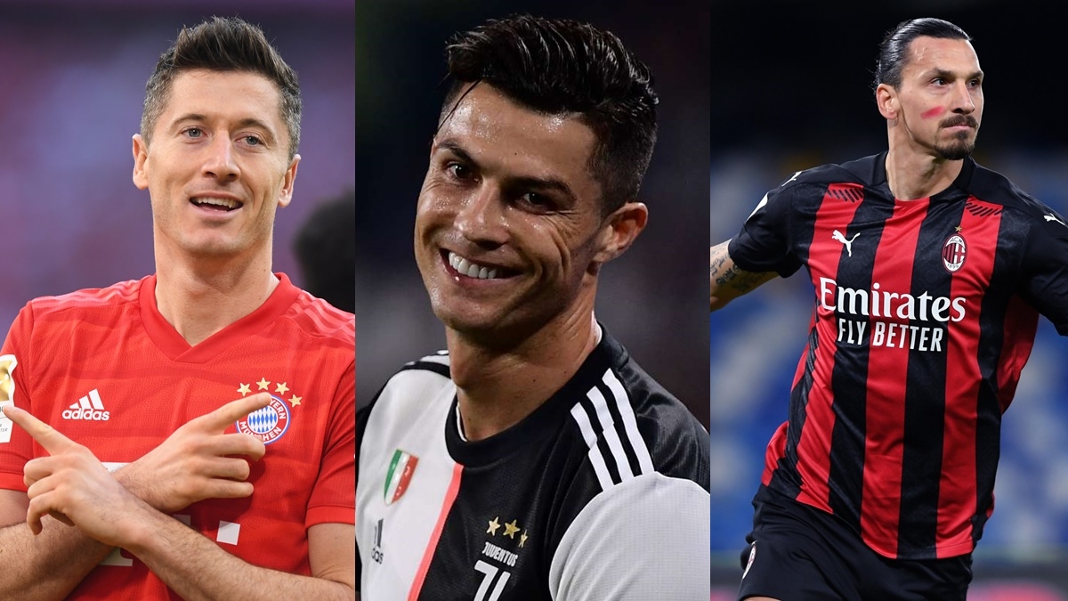 Top 10 cầu thủ săn bàn tốt nhất năm 2020 tính trong 5 giải vô địch quốc gia hàng đầu châu Âu gồm có: