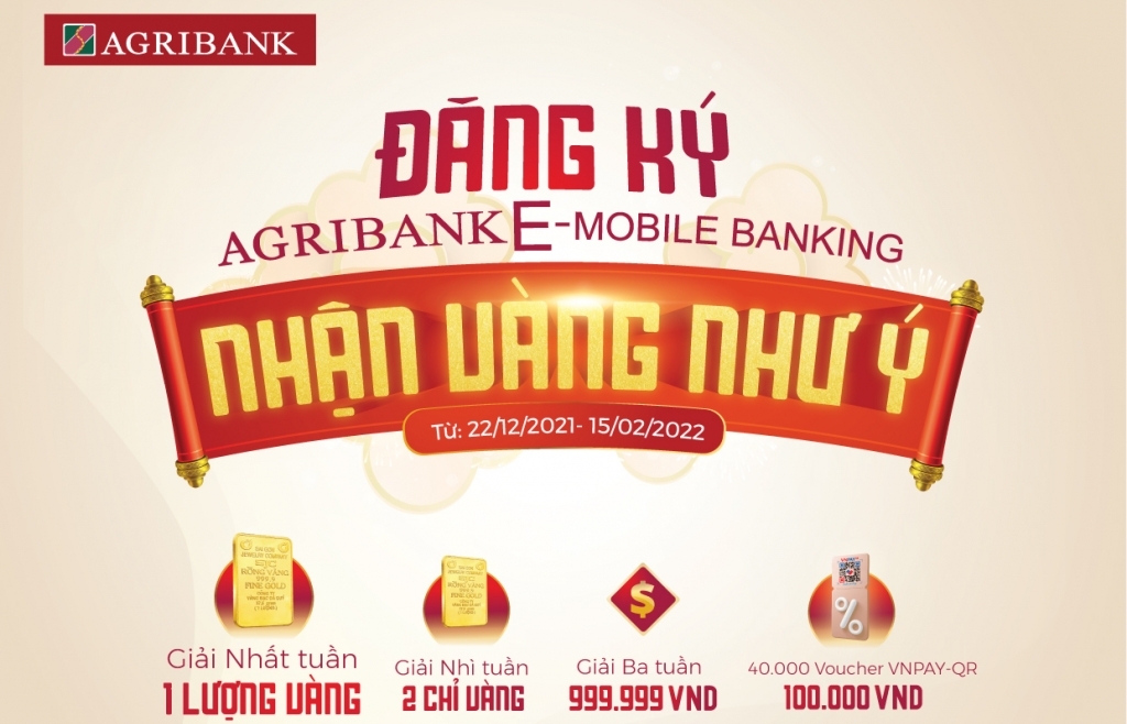 “Nhận vàng Như ý” khi mở tài khoản trực tuyến trên ứng dụng Agribank E-Mobile Banking
