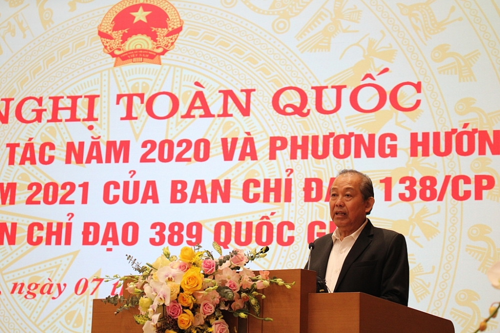Phó Thủ tướng Chính phủ Trương Hòa Bình phát biểu chỉ đạo hội nghị. Ảnh: Q.H