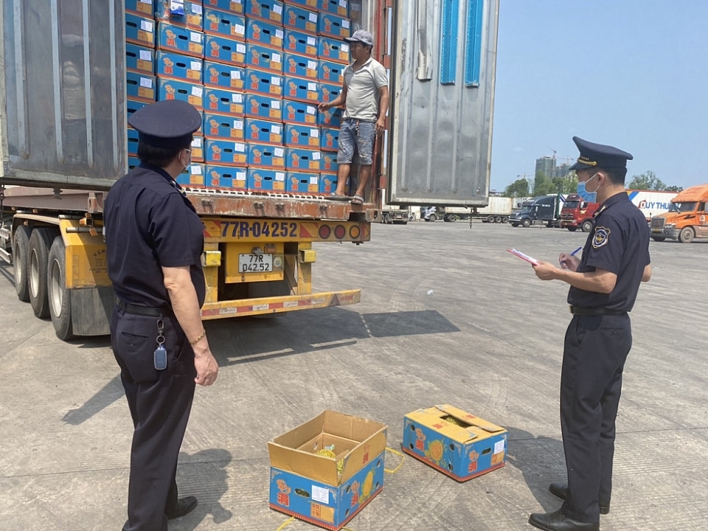 Công chức Chi cục Hải quan cửa khẩu Móng Cái, Cục Hải quan Quảng Ninh giải quyết thủ tục cho DN trong dịp nghỉ Lễ.
