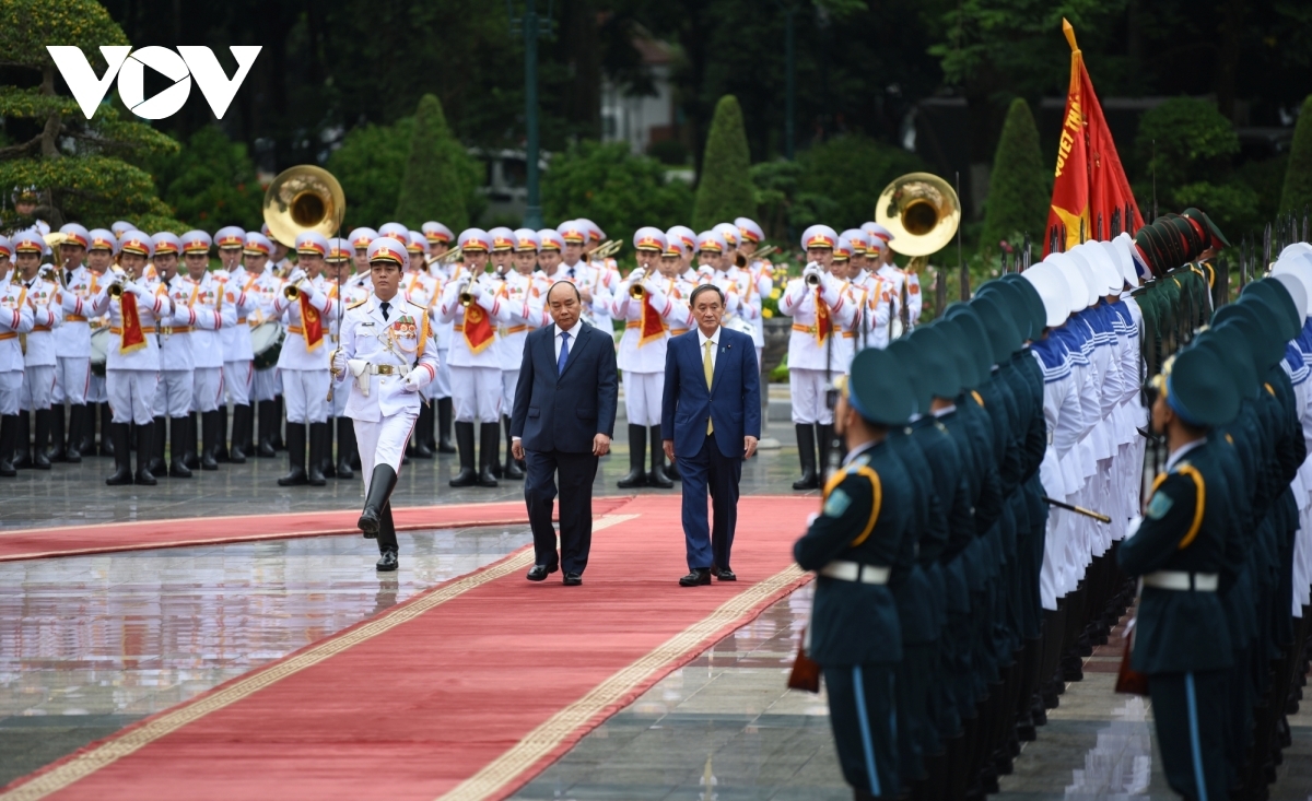 Thủ tướng Nhật Bản trong chuyến thăm Việt Nam tháng 10/2020. Ảnh: Ngọc Khánh.