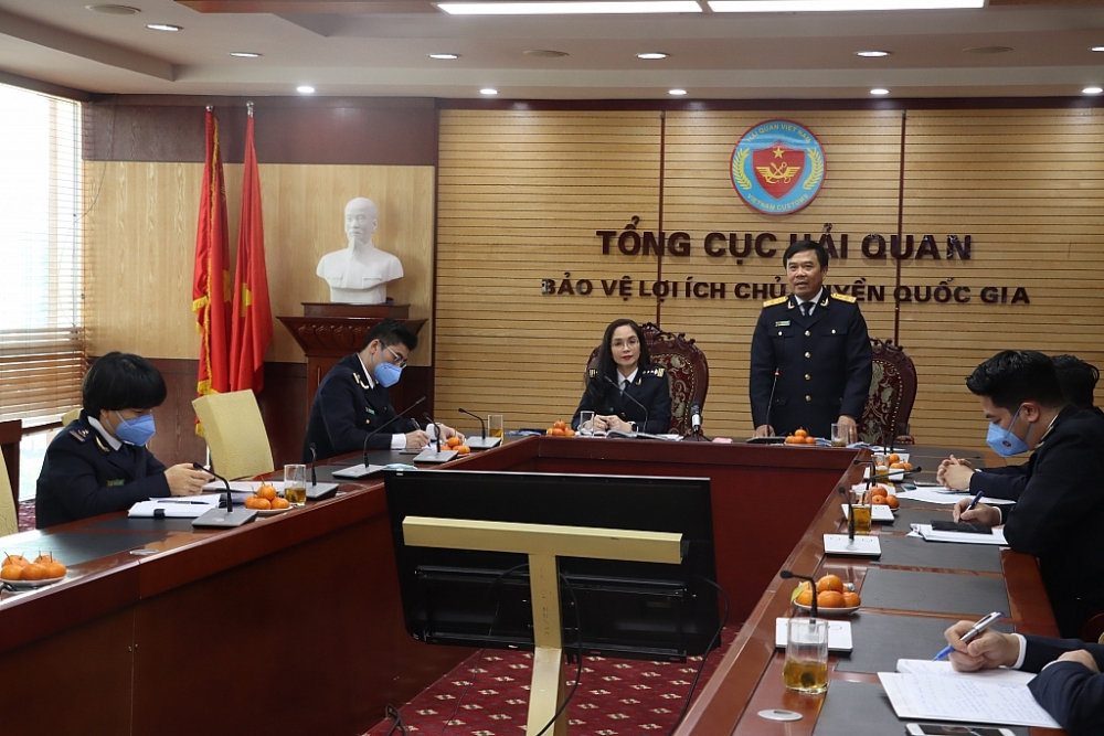Phó Tổng cục trưởng Nguyễn Văn Thọ đánh giá cao kết quả công tác Báo Hải quan đạt được trong năm 2021. Ảnh: Quang Hùng.