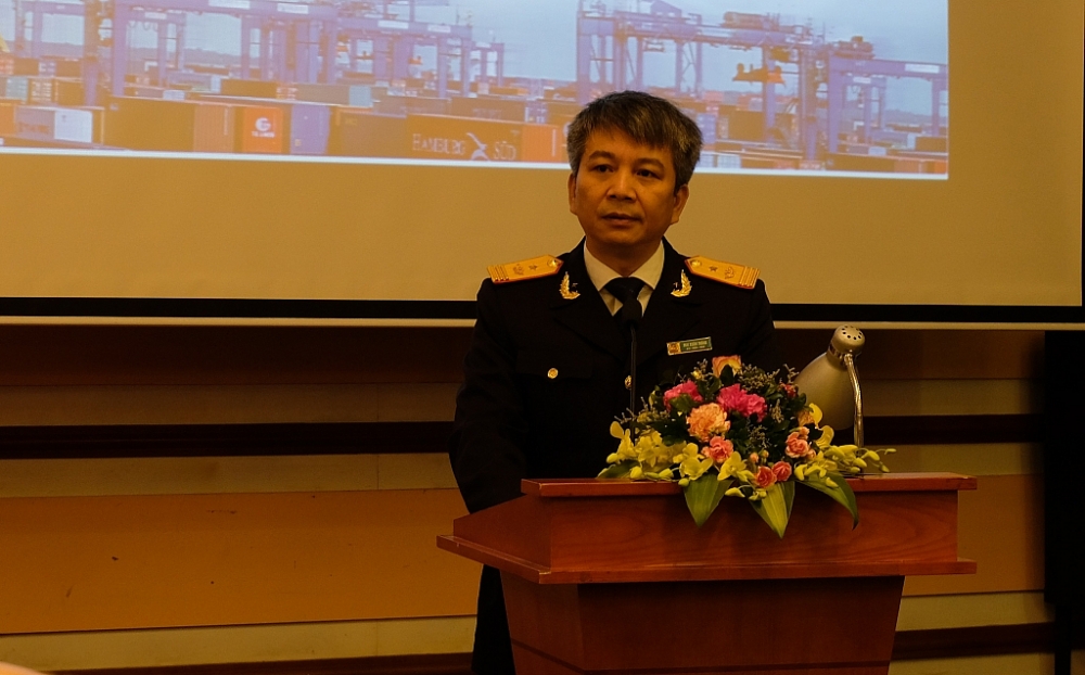 Phó Tổng cục trưởng Tổng cục Hải quan Mai Xuân Thành phát biểu tại hội thảo. Ảnh: N.Linh