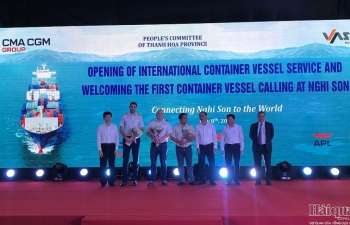 Cảng tổng hợp quốc tế Nghi Sơn đón chuyến tàu container quốc tế đầu tiên