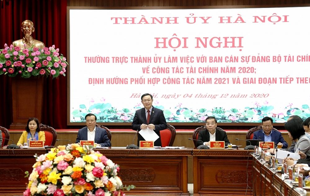 Bí thư Thành ủy TP. Hà Nội phát biểu tại buổi làm việc.