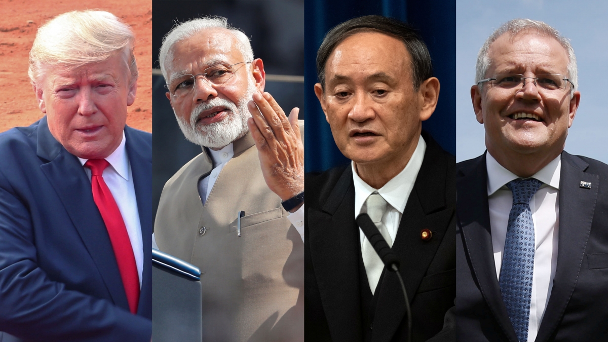 Các nhà lãnh đạo trong nhóm Bộ tứ kim cương gồm Mỹ, Ấn Độ, Nhật Bản và Australia. Ảnh: Reuters